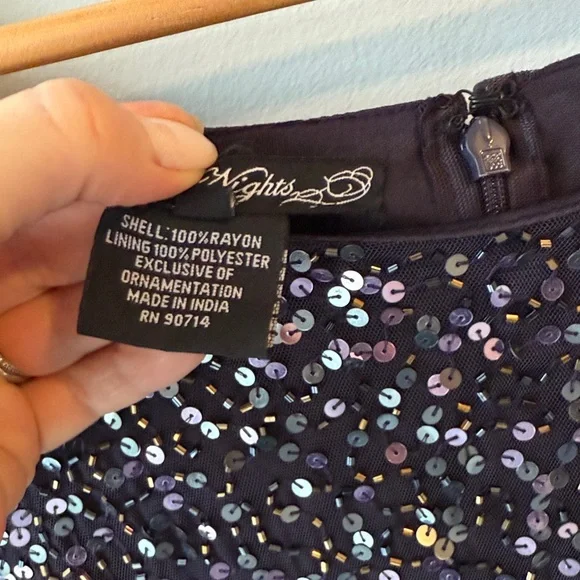 Pisarro Nights Sequence Party Formal Sheer Bell Sleeve Dress NWT - Picture 6 of 9